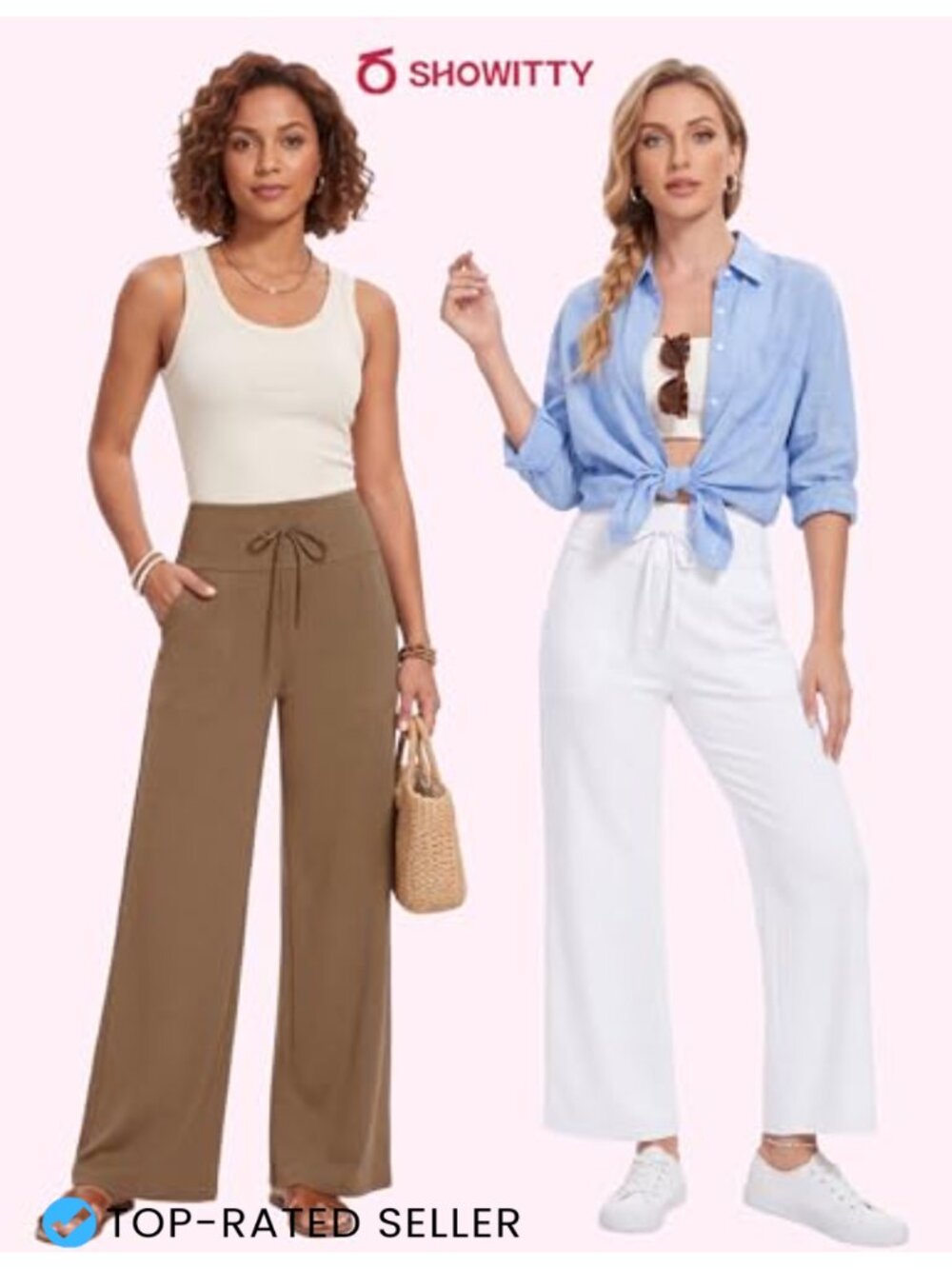 Wide Leg Yoga Pants for Women with Pockets High Waist Stretch 3 Pack - Picture 3 of 6